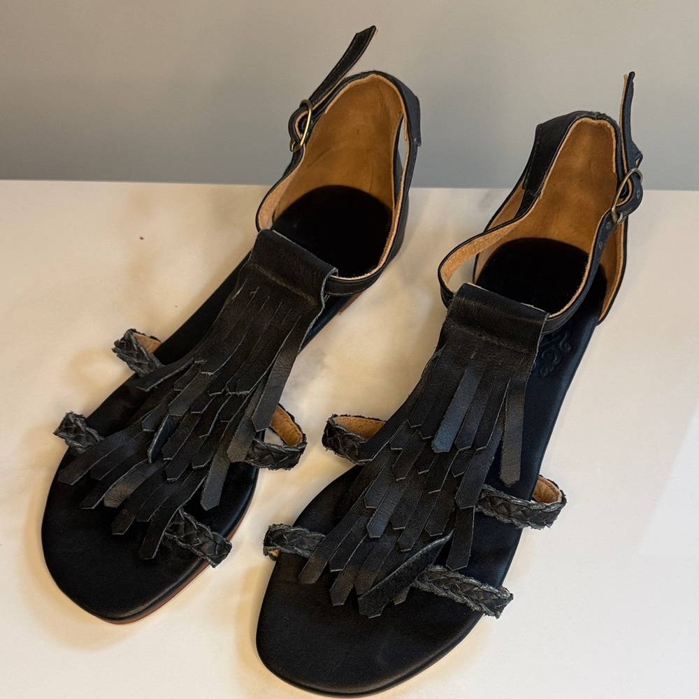 ELF Black Fringe Sandals